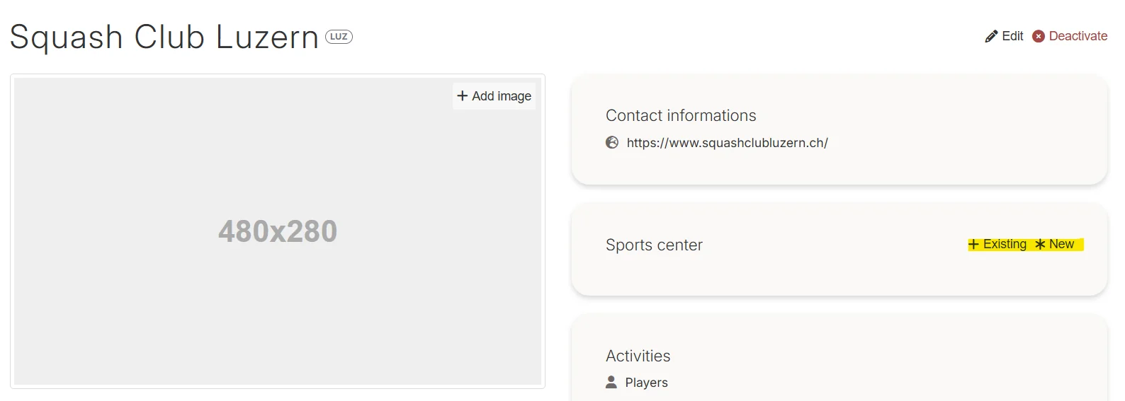 Assigner un centre sportif