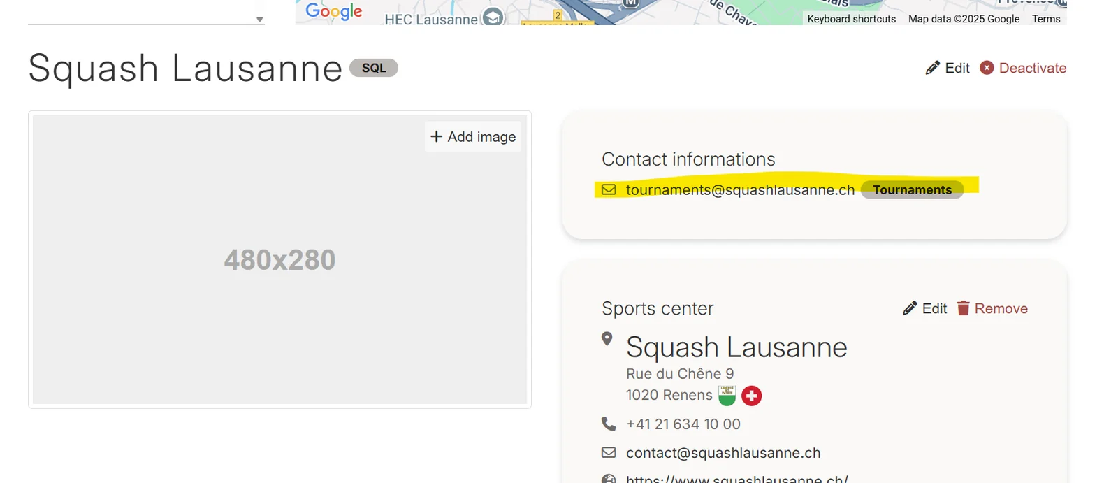 Indicateur d'adresse e-mail tournois
