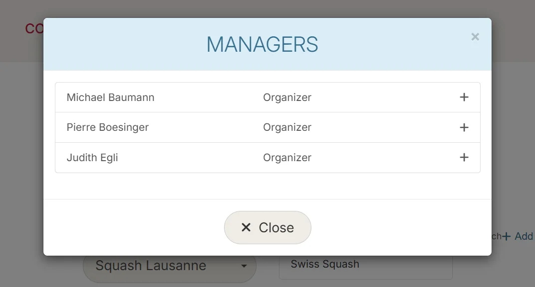 Sélection d'un organisateur