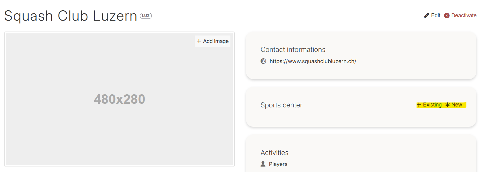 Assigner un centre sportif