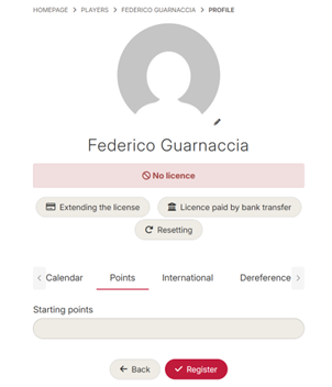 Points de départ dans le profil utilisateur