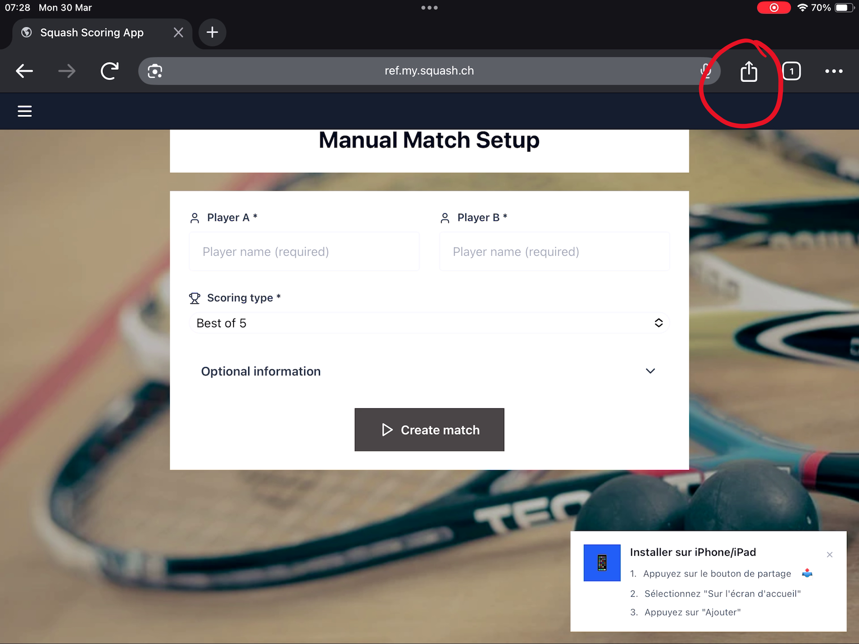 Tap the Share button