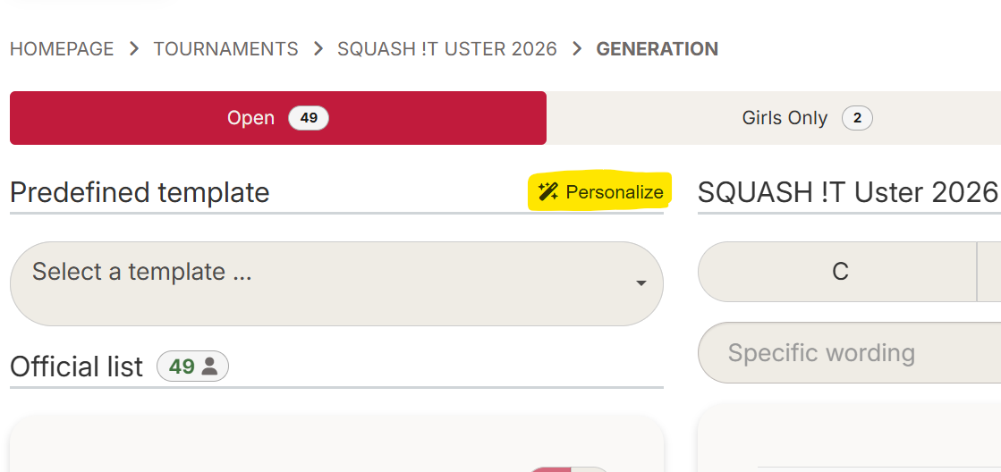 Bouton Personnaliser